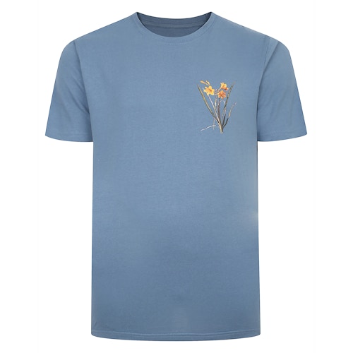 Bigdude Flower Print T-Shirt Light Blue